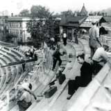 A young Bill Veeck in the centerfield bleachers in 1937